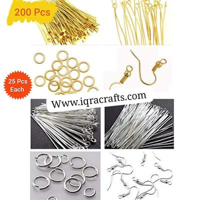 200 Pcs Making Accessories Kit for Jewellery Purpose 25 Pieces Each Item