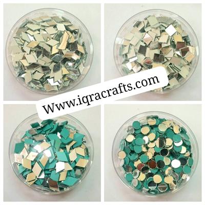 400 Pcs (100 Pcs Each) Round, Square & Diamonds Shape DIY Small Craft Mirrors