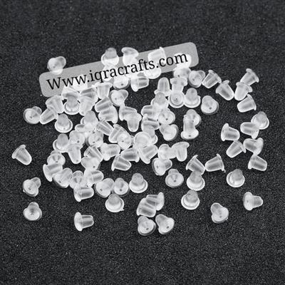 200 pcs Ear Plug Clear Soft Silicone Rubber Earring Stopper Rubber DIY