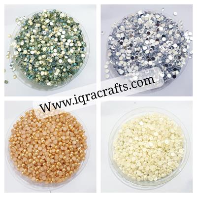 400 Pcs (100 Pcs Each) Shiny Crystal & Stone Resin beads DIY Sewing Craft Sets 5mm