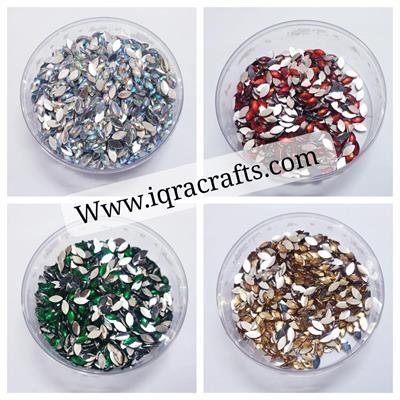 400 Pcs (100 Pcs Each) Shiny Crystal & Stone Resin beads DIY Sewing Craft Sets (4x8 )mm