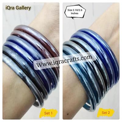 Pack of 6, Traditions & Crystal Kada (kara) for Women & Girls , SIZE 2.10, (2.6 INCHES) Glas