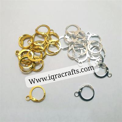 12 Pcs Silver & Gold stainless steel jewely round earrings hook components