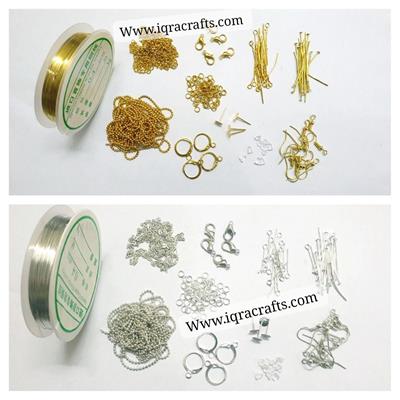 Set of 11 Jewelry Making Kit, Findings Tools Craft Supplies DIY with Beading Wires Silver & Gold