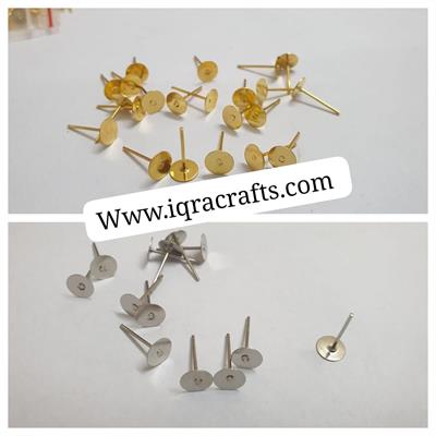 24 Pcs Stud, Iron Flat Earring Earrings Post Stud Jewelry Making Findings Accessories