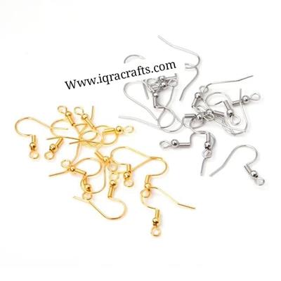 30 Pcs Gold & Silver Earrings Hooks Fittings DIY Jewelry Alloy Hook Ear wire Accessories
