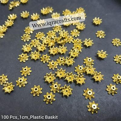 Beads Baskit Star Leaf 100 Pcs Golden Plastic Color 1 cm