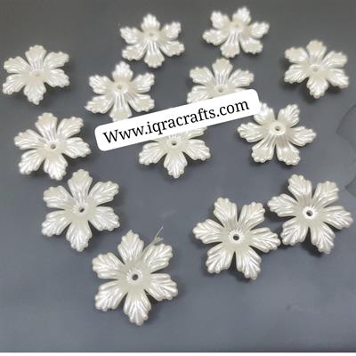 20 Pcs Off White Color Pearl white flowers beads, 22 mm
