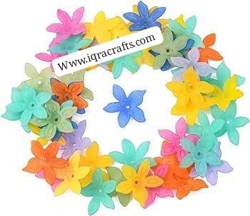 20 Pcs 5 Petal Flower Bead Caps Acrylic Beads for DIY Crafts 26mm