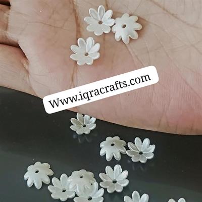 100 Pcs Size Off White Cremay Color Pearl Flower Petal Beads 10mm