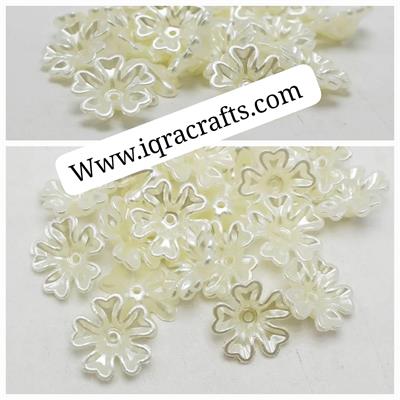 30Pcs Five Petal Flower White Single Hole Bead For DIY Hanging Accessories Decor Gift 15mm