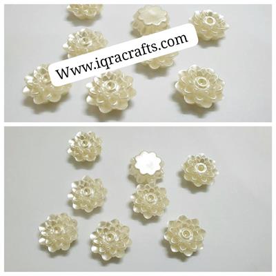 10 Pcs Creamy Color Pearl white flowers beads 2 cm