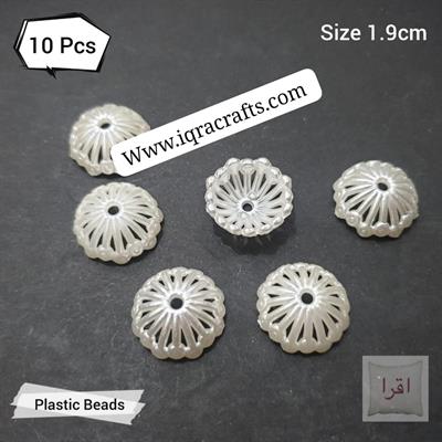 10 Pcs Whiet Color Pearl white flowers bowl beads 1.9 cm