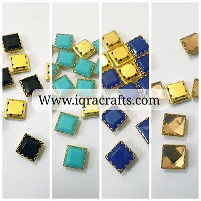 12 Pcs Square Plastic Beads 12cm in Various Colors