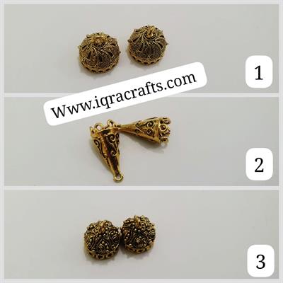 1 Pairs (2 pcs) Gold Jhumka Earrings base Jewelry Findings