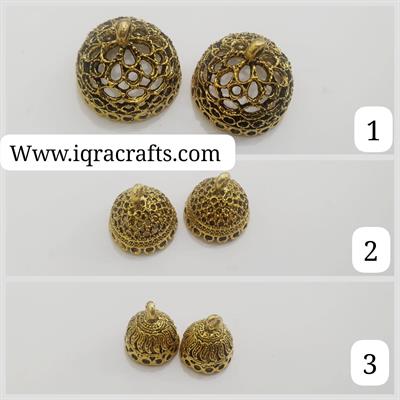 1 Pairs (2 pcs) Gold Jhumka Earrings base Jewelry Findings