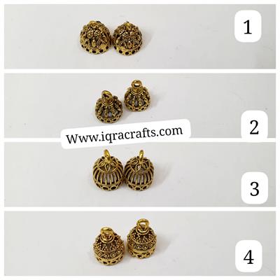 1 Pairs (2 pcs) Gold Jhumka Earrings base Jewelry Findings