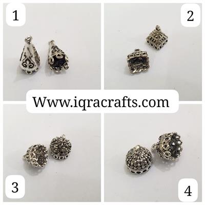 1 Pairs (2 pcs) Silver Jhumka Earrings base Jewelry Findings