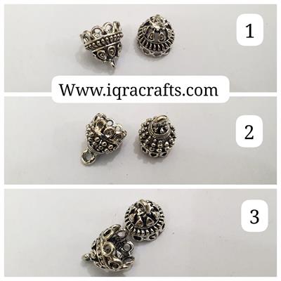 1 Pairs (2 pcs) Silver Jhumka Earrings base Jewelry Findings