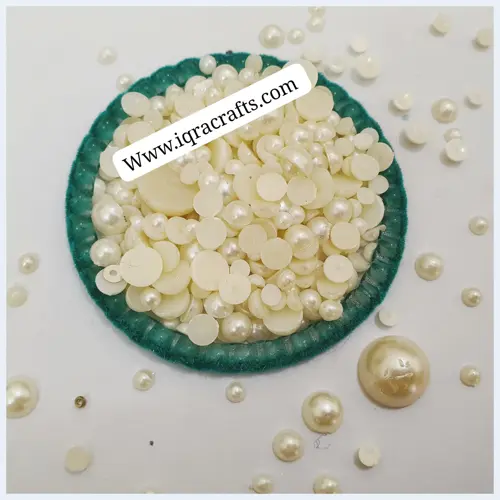 20 gm Half Round Pearl Beads Flatback Pearls for Nail Art DIY Phone Case Decoration, 