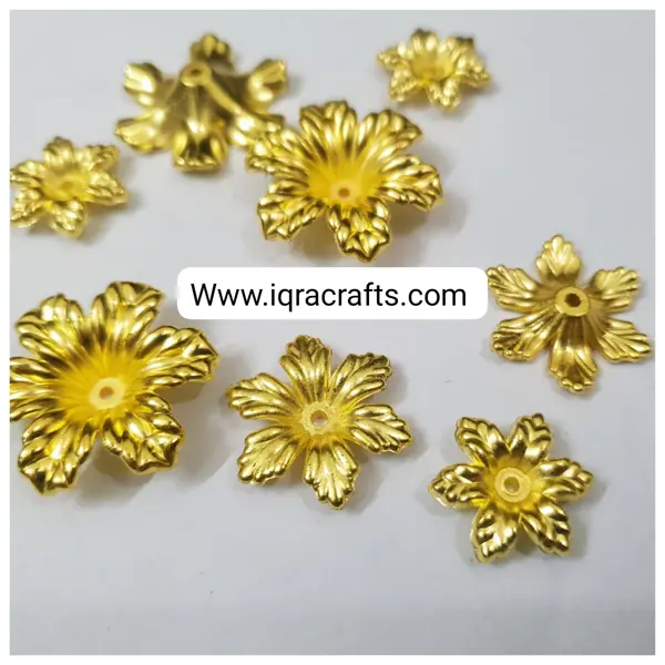 Pack of 1 Gold Color Pearl flowers beads With holes sizes 33mm/25mm/20mm