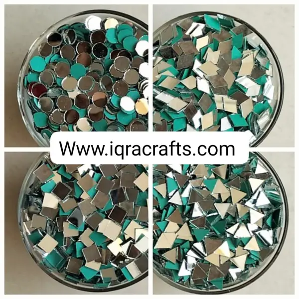 400 Pcs (100 Pcs Each) Dimond/Square/Triangle/Round Shape Mirror Craft And Also Used In Embroidery