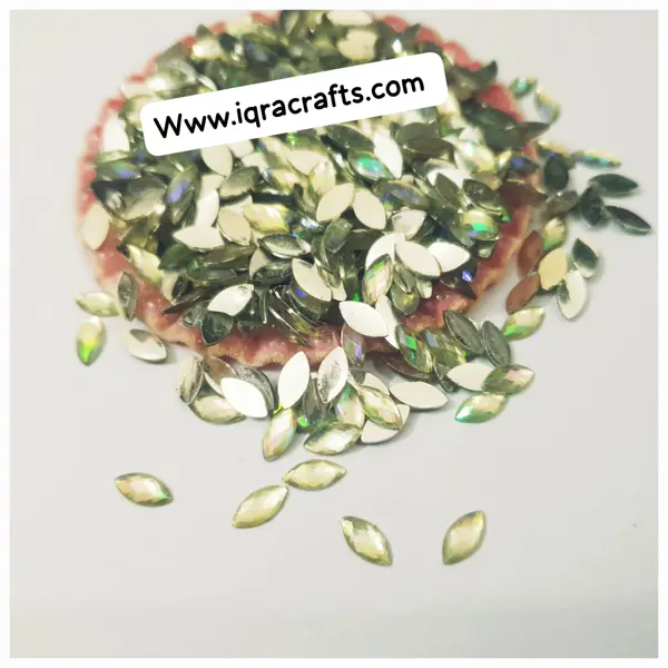 200 Pcs Shiny Kundan Beads DIY Sewing Craft Sets in various Colors 8mm Resins Eye Green Multicolor