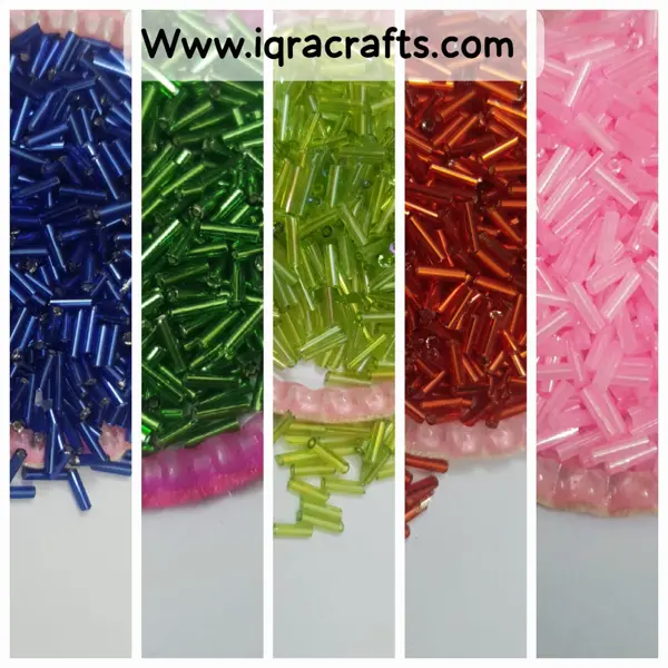 Pack of 2 Tola glass pony beads 6mm Pipe Glass Beads In Various Colors