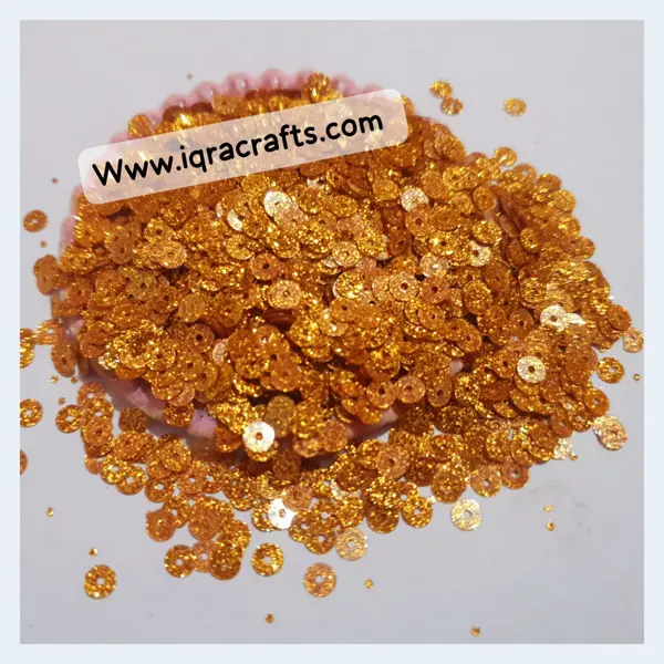 1 Tola Glitter Round Sitaray Beautiful Design, Craft Supplies orange copper