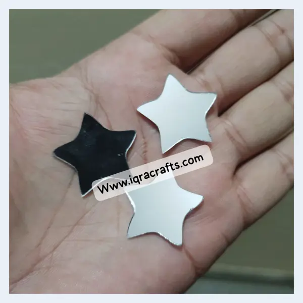 5 Pcs Mirrors in Star shapes, Craft And Also Used In Embroidery, size 1-inch
