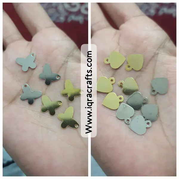 20 Pcs Tiny Heart & Butterfly Charms Acrylic Beads Making Crafts DIY With Hole 11mm metal