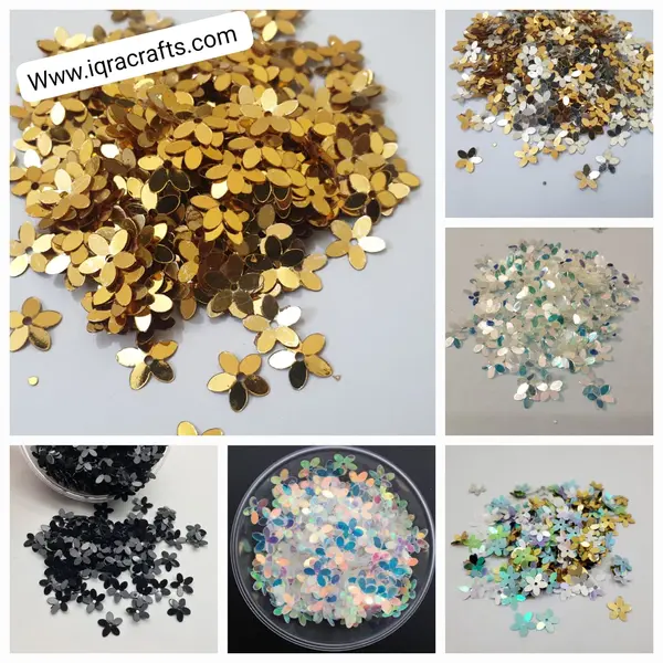 Telenor, 10 Gm Flower Shape, Loose Sequins in Transparent & White Multicolor Color