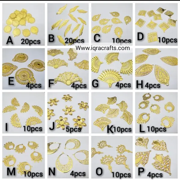 10 Pcs Gold Metal Beads For Crafts Jewel DIY in various Shapes & Sizes