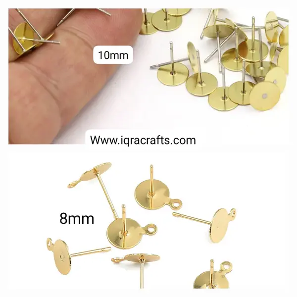 24 Pcs Stud, Flat Earrings Jewelry Making Findings Accessories