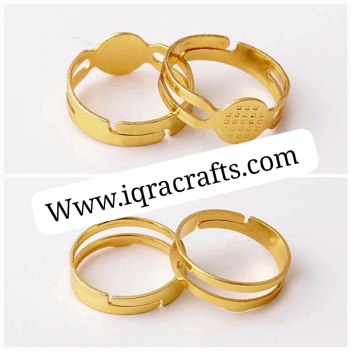 Pack of 10 Pcs Adjustable Gold Plated Ring Settings Base Blank for