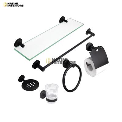 PREMIUM MATTE BLACK BATHROOM ACCESSORIES SET