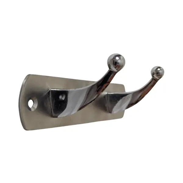 SILVER DOUBLE HOOK WALL MOUNTED STEEL KHUTTI