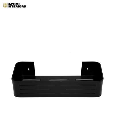 BLACK ALUMINUM STRAIGHT BATHROOM RACK
