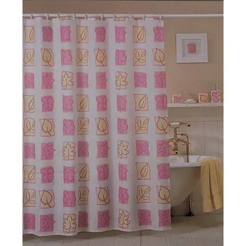 PREMIUM WATER REPELLENT FABRIC SHOWER CURTAIN WITH HOOKS – 71”x71”