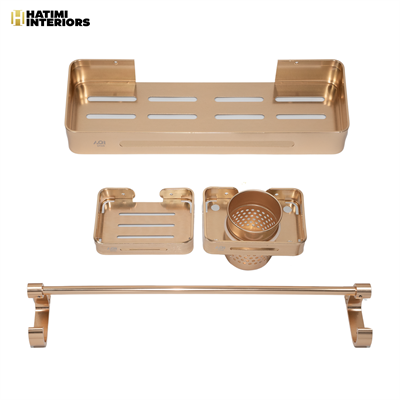 SHINY GOLDEN ALUMINUM BATHROOM ACCESSORIES SET
