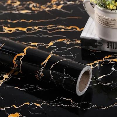 BLACK GOLD MARBLE ADHESIVE PAPER