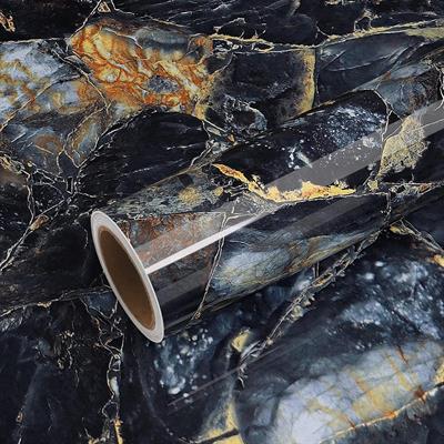 GLOSSY NAVY BLUE MARBLE ADHESIVE PAPER