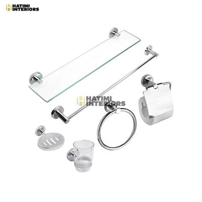 PREMIUM CHROME SILVER BATHROOM ACCESSORIES SET