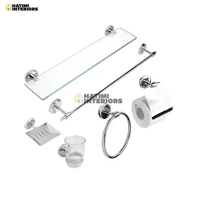 PREMIUM CHROME SILVER BATHROOM ACCESSORIES SET