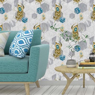 PEACOCK PATTERN - GOLDEN TIMES WALLPAPER ROLLS