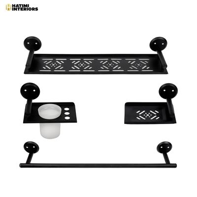 BLACK ASM STAINLESS STEEL BATHROOM ACCESSORIES SET