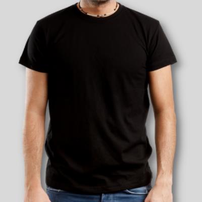 Basic Plain Round Neck T-Shirt Black