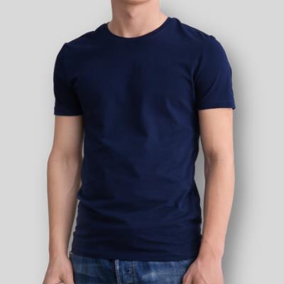 Basic Plain Round Neck T-Shirt Navy Blue