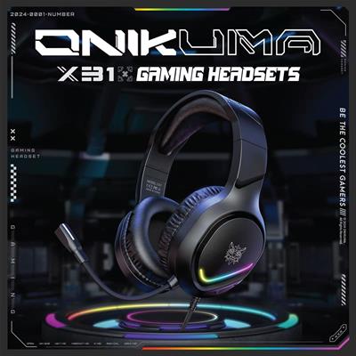 ONIKUMA X31 Wired Gaming Headsets Noise Cancelling Headphones Music Earphones Suitable For Computer Laptop With RGB Lighting Mic