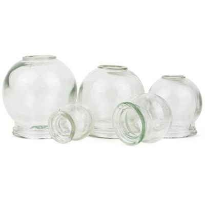 Glass Massage Cups for Lymphatic or Fire Cupping (Set of 5 cups)